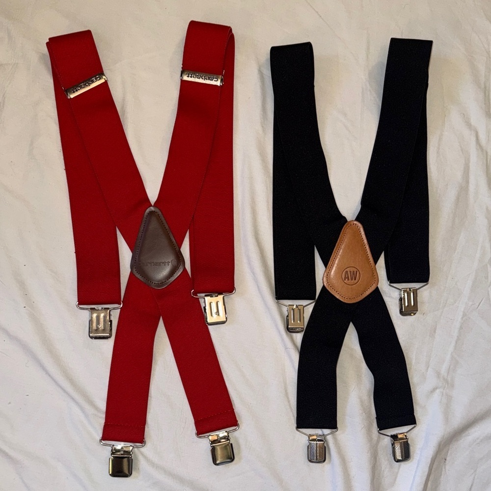 Carhartt -aw bundle of 2 Red and Black work Suspenders